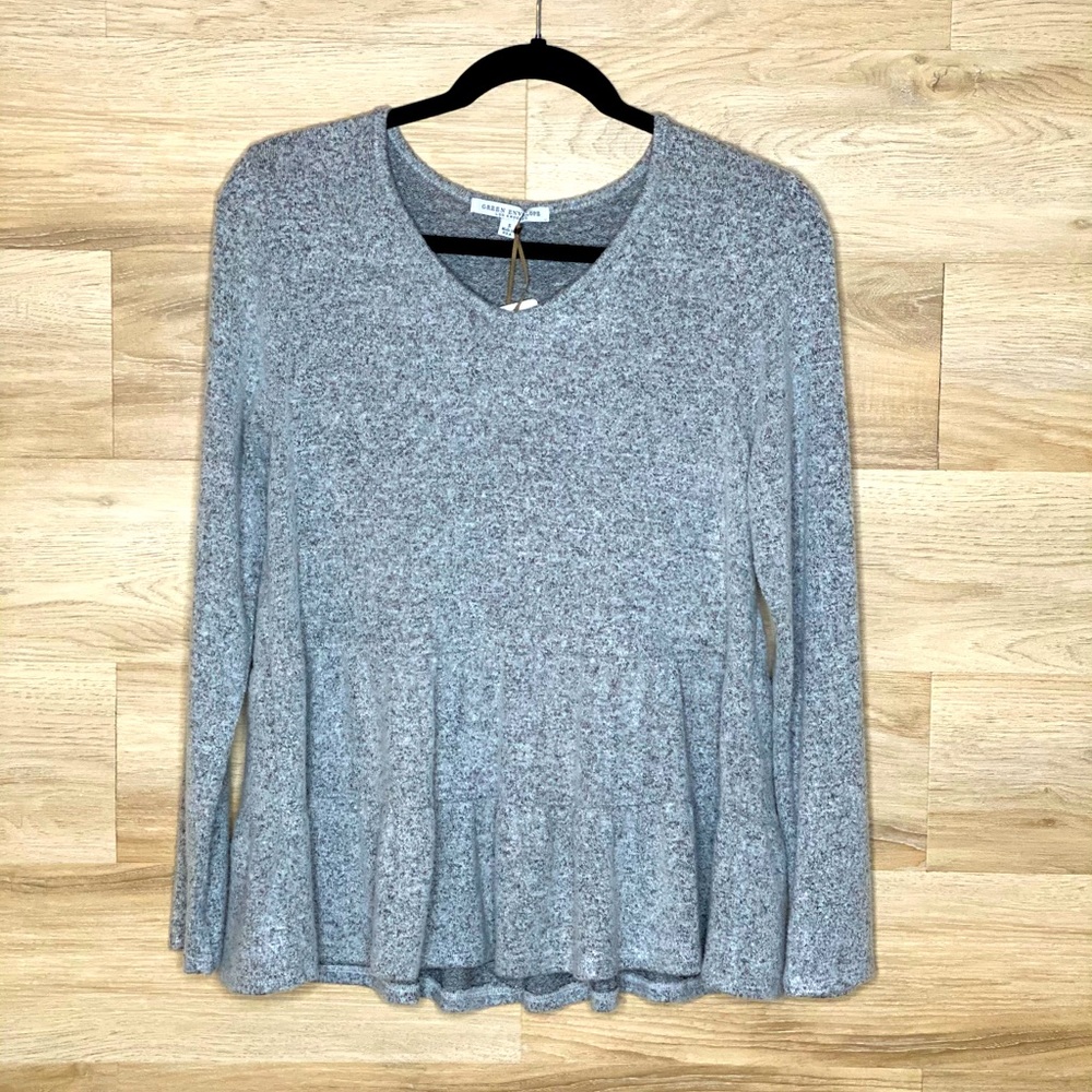 Green Envelope Small Women Blouse Tunic Swing Gray